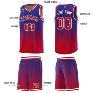 Custom Royal Red Gradient Fashion Sets Sports Stripe Uniform Basketball Jersey