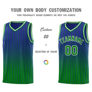 Custom Royal Green Gradient Fashion Sets Sports Stripe Uniform Basketball Jersey