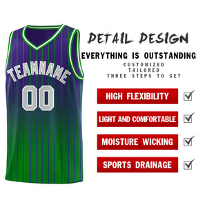 Custom Purple Green Gradient Fashion Sets Sports Stripe Uniform Basketball Jersey