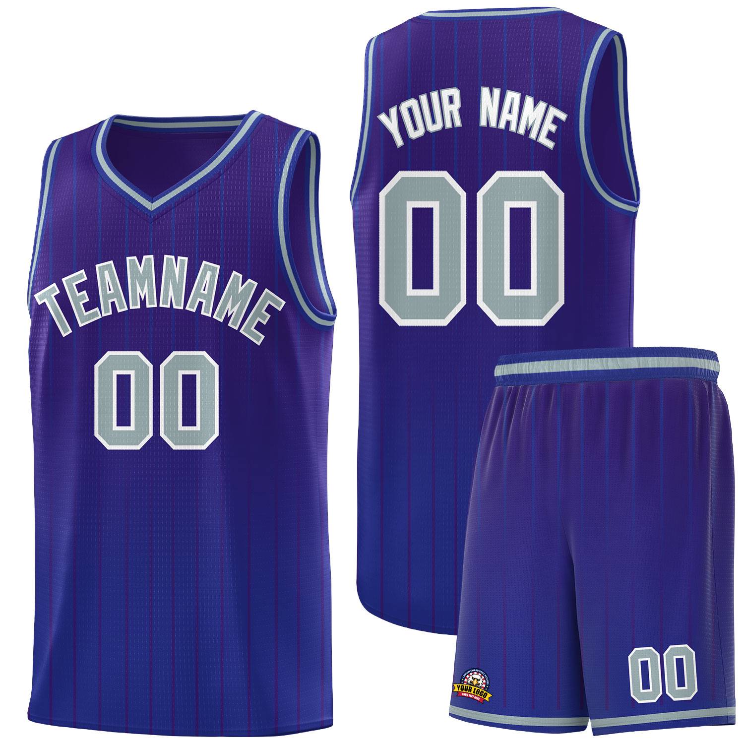 Custom Purple Royal Gradient Fashion Sets Sports Stripe Uniform Basketball Jersey