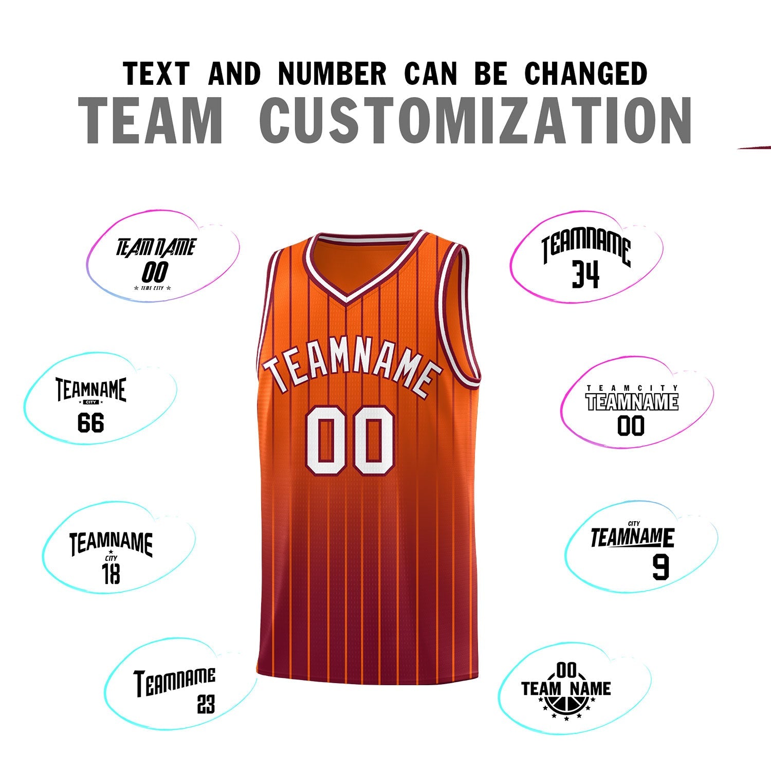 Custom Orange Crimson Gradient Fashion Sets Sports Stripe Uniform Basketball Jersey