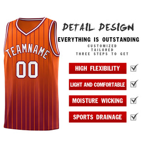 Custom Orange Crimson Gradient Fashion Sets Sports Stripe Uniform Basketball Jersey