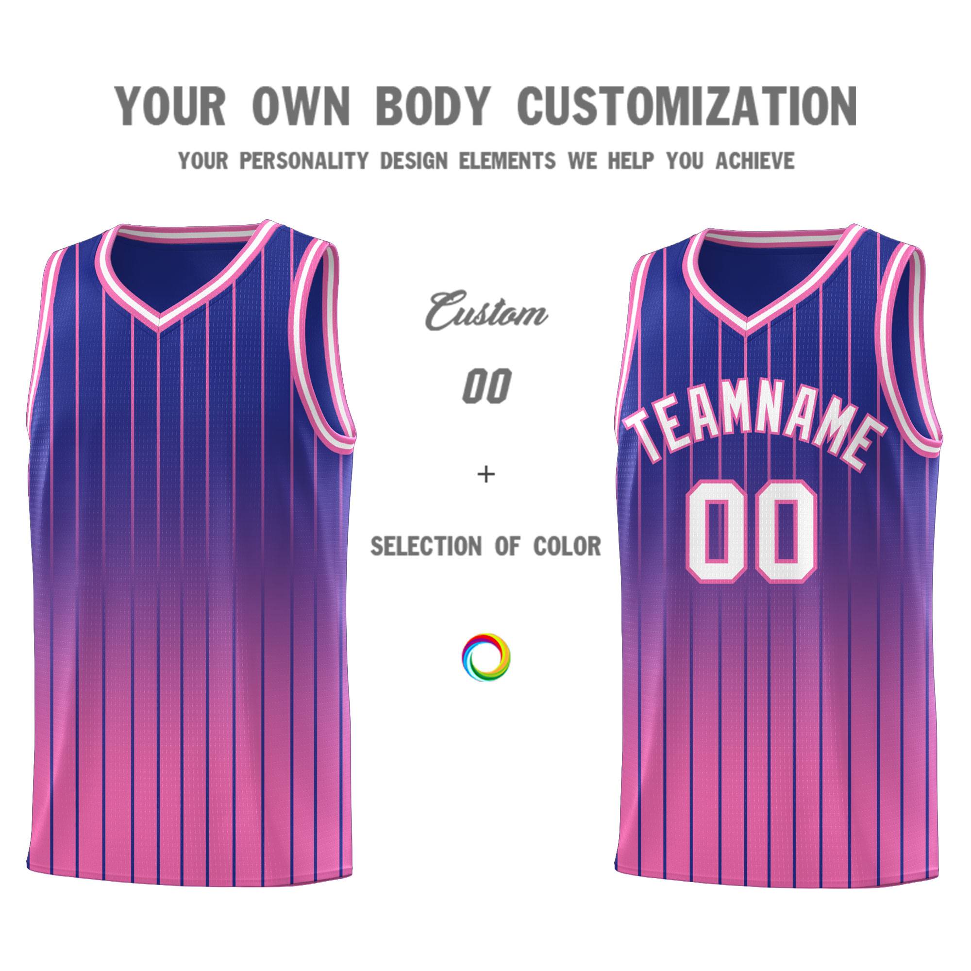 Custom Royal Pink Gradient Fashion Sets Sports Stripe Uniform Basketball Jersey