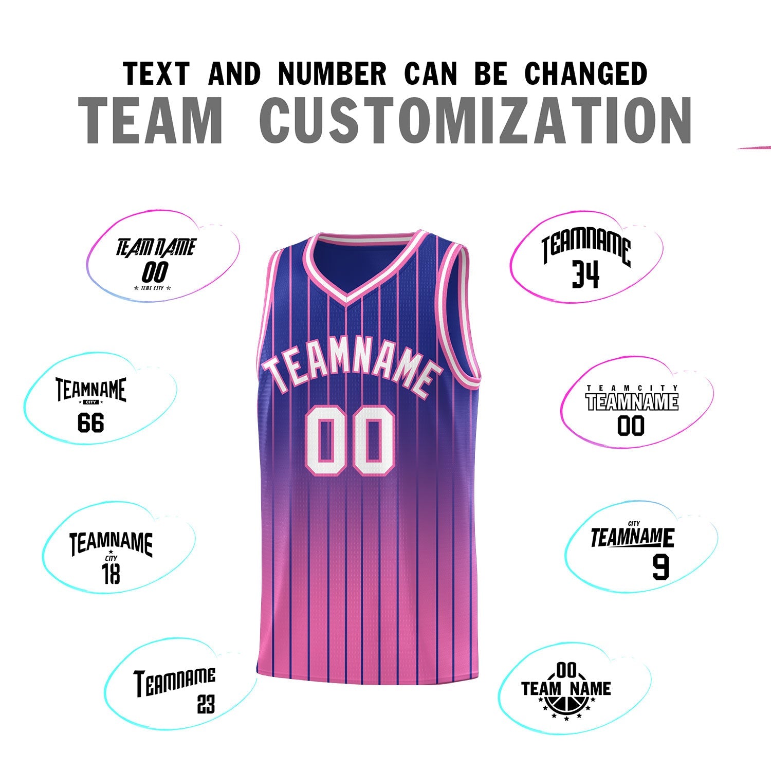 Custom Royal Pink Gradient Fashion Sets Sports Stripe Uniform Basketball Jersey