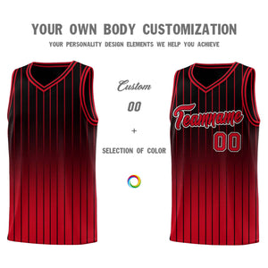 Custom Black Red Gradient Fashion Sets Sports Stripe Uniform Basketball Jersey