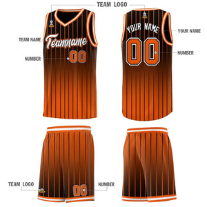 Custom Black Orange Gradient Fashion Sets Sports Stripe Uniform Basketball Jersey