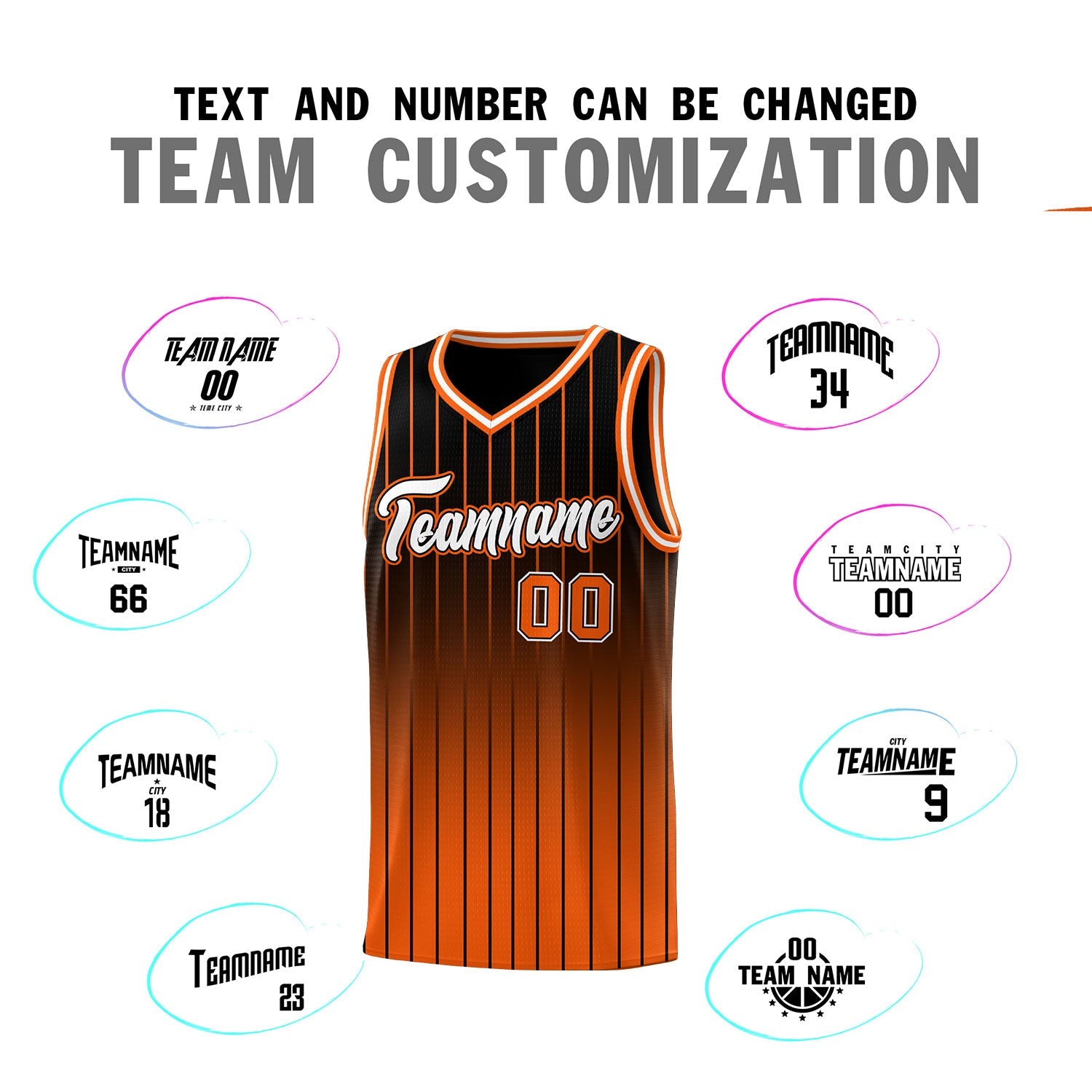 Custom Black Orange Gradient Fashion Sets Sports Stripe Uniform Basketball Jersey