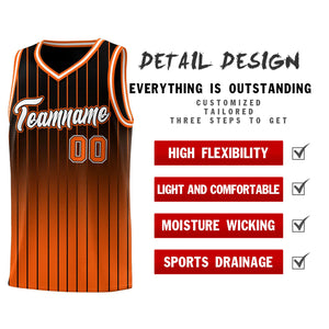 Custom Black Orange Gradient Fashion Sets Sports Stripe Uniform Basketball Jersey