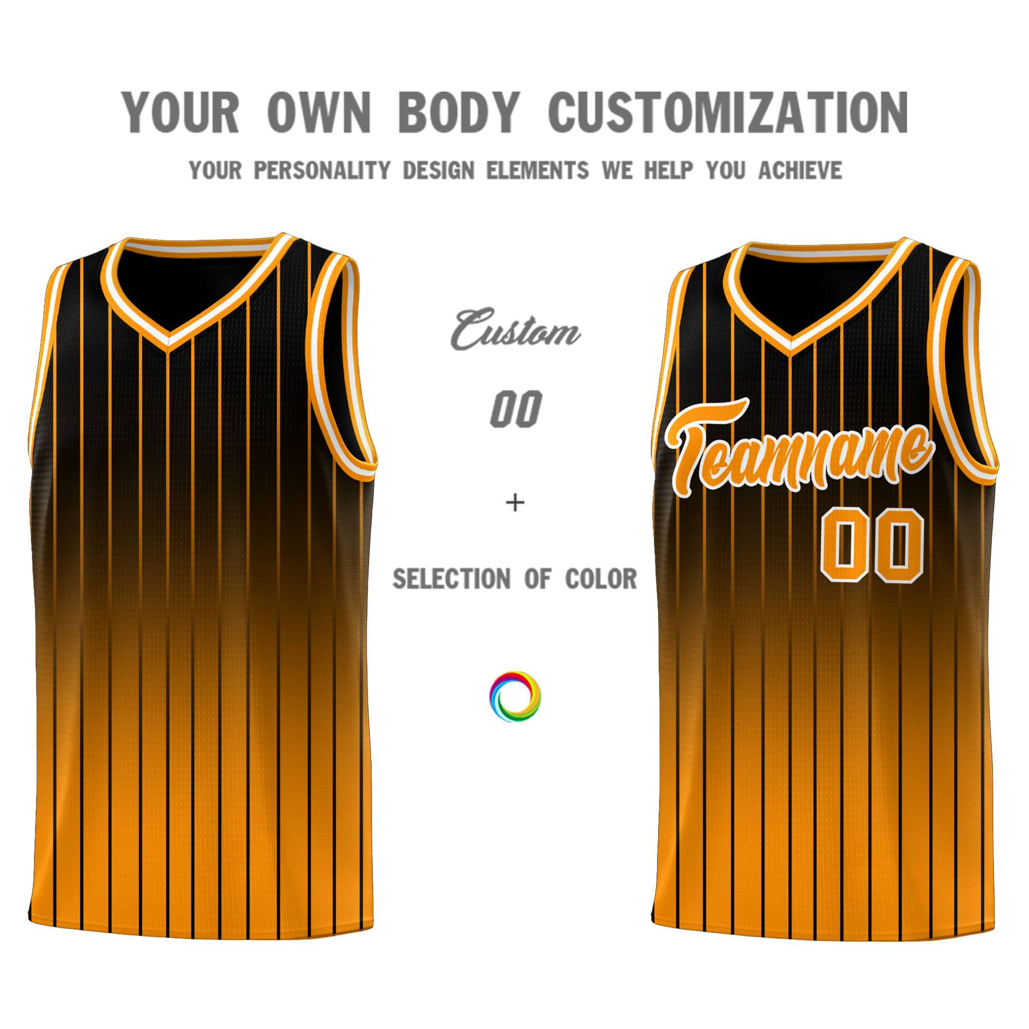 Custom Black Orange Gradient Fashion Sets Sports Stripe Uniform Basketball Jersey