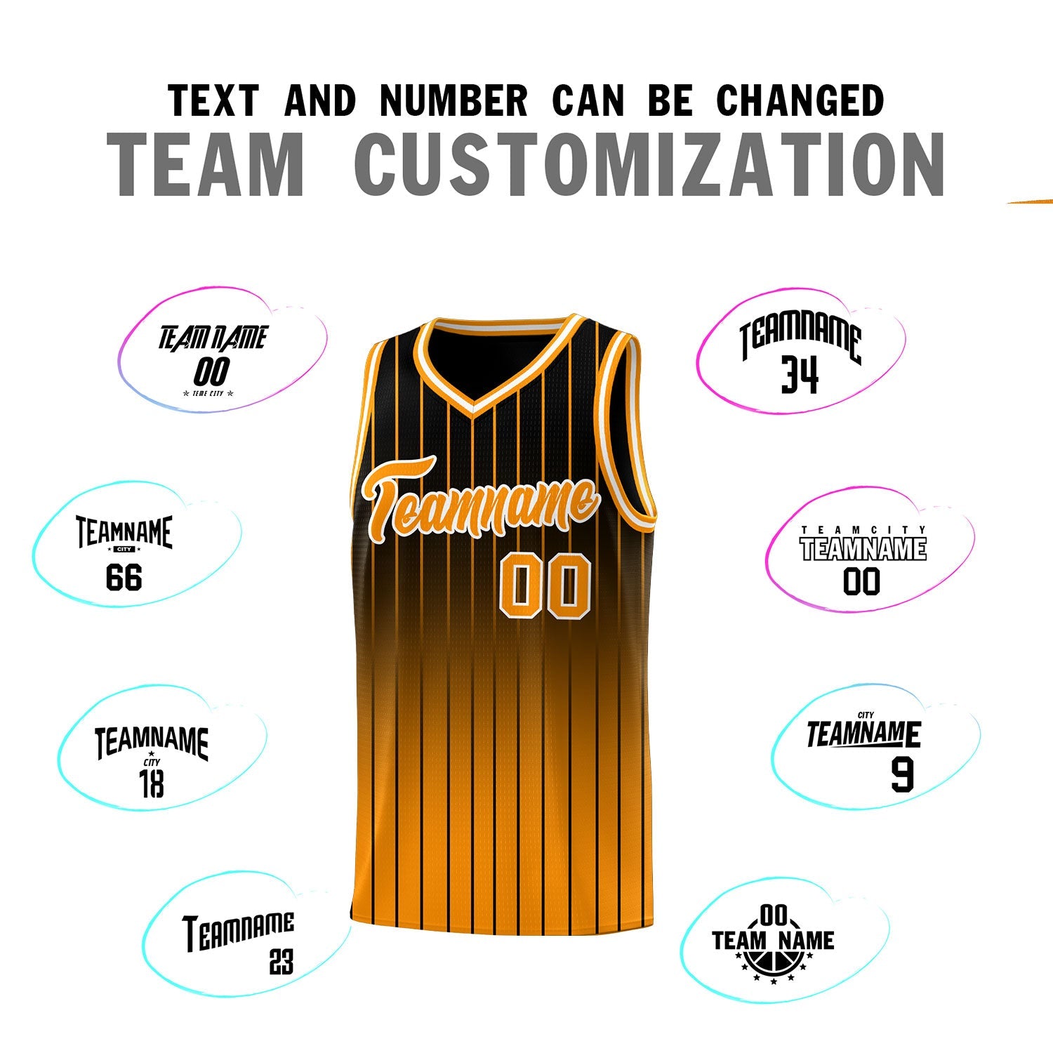 Custom Black Orange Gradient Fashion Sets Sports Stripe Uniform Basketball Jersey