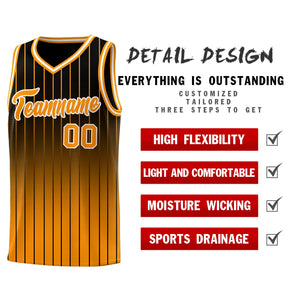 Custom Black Orange Gradient Fashion Sets Sports Stripe Uniform Basketball Jersey