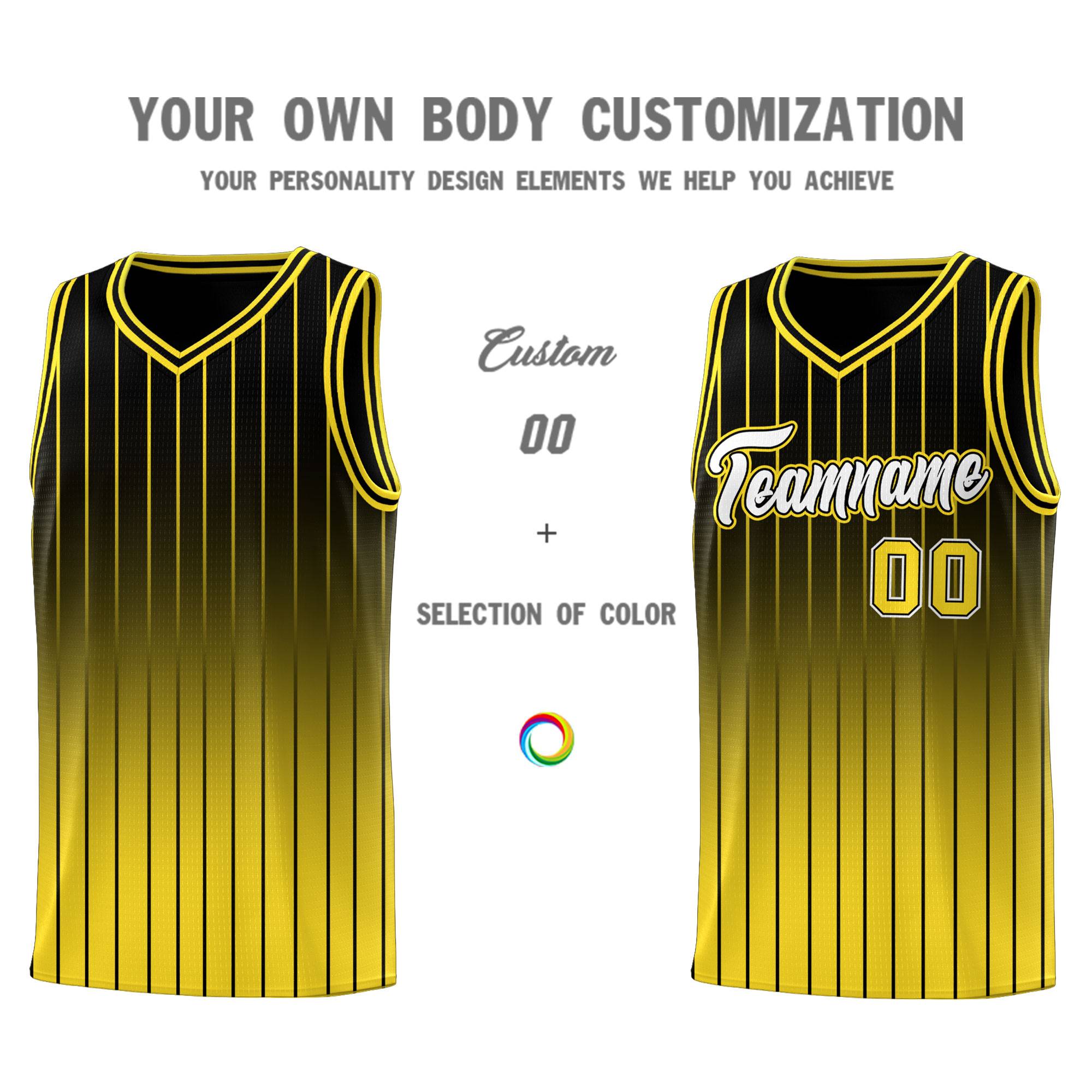 Custom Black Gold Gradient Fashion Sets Sports Stripe Uniform Basketball Jersey