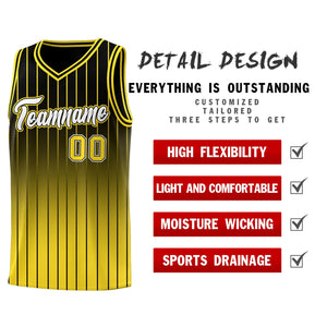 Custom Black Gold Gradient Fashion Sets Sports Stripe Uniform Basketball Jersey