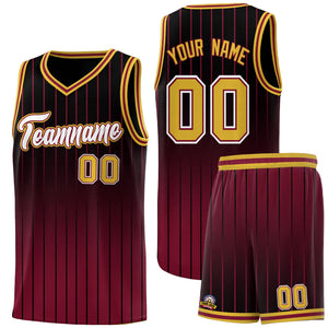 Custom Black Crimson Gradient Fashion Sets Sports Stripe Uniform Basketball Jersey