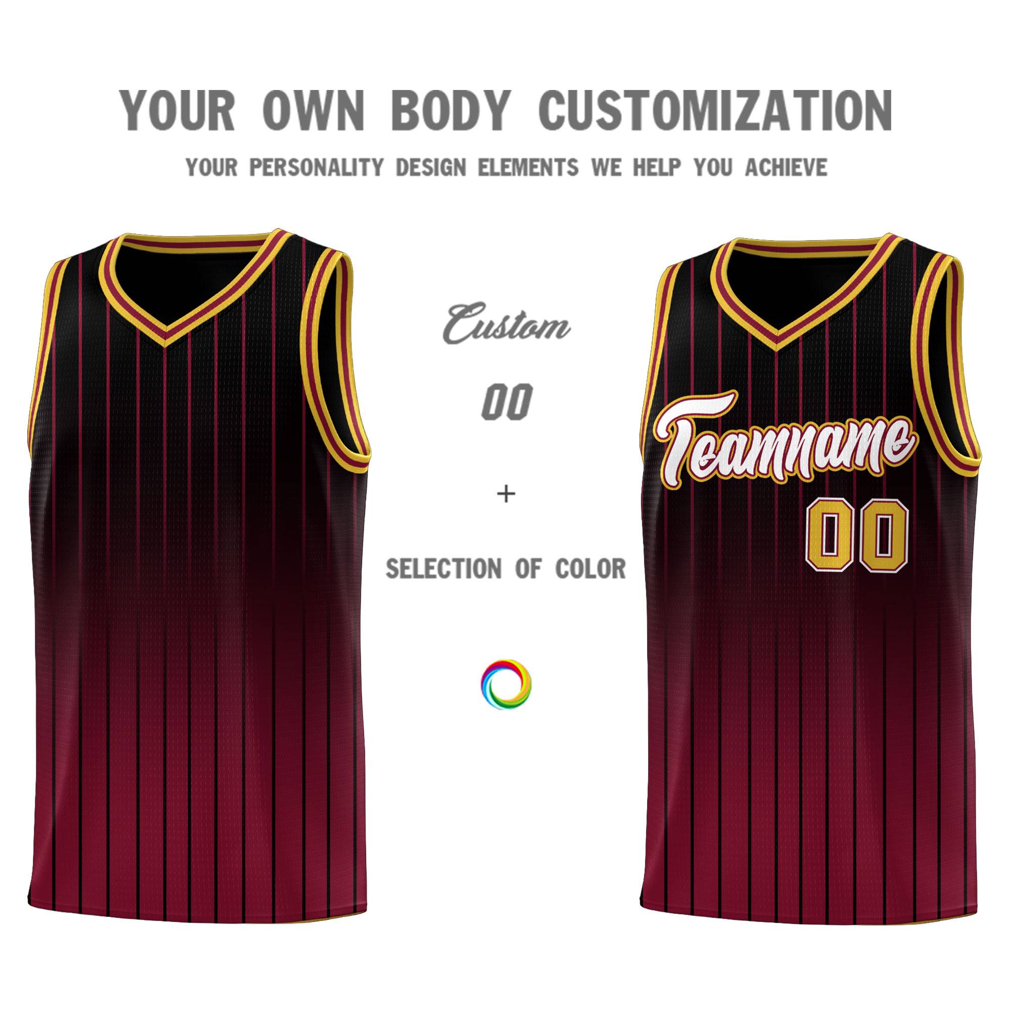 Custom Black Crimson Gradient Fashion Sets Sports Stripe Uniform Basketball Jersey