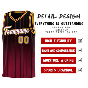 Custom Black Crimson Gradient Fashion Sets Sports Stripe Uniform Basketball Jersey