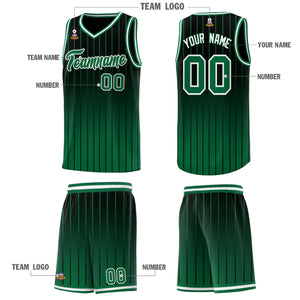 Custom Black Green Gradient Fashion Sets Sports Stripe Uniform Basketball Jersey