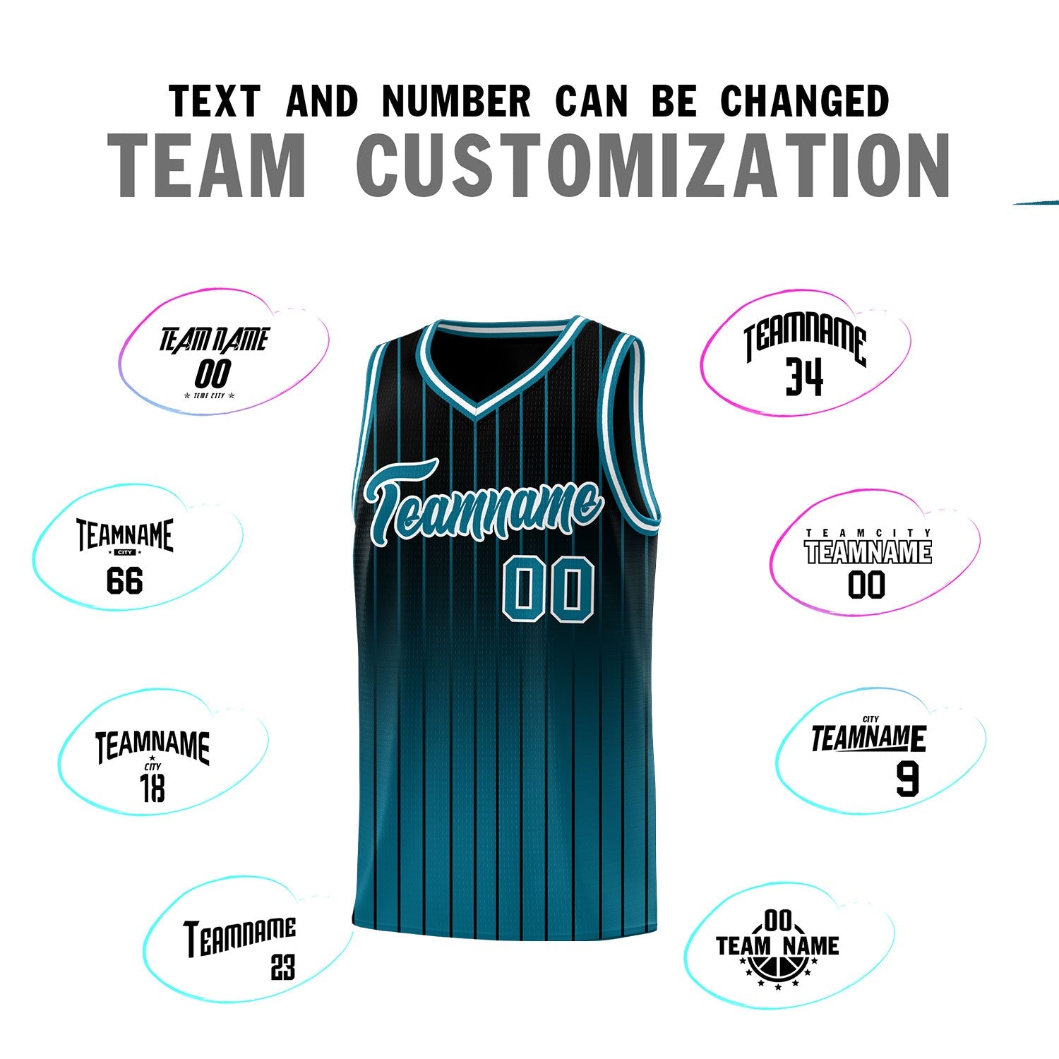 Custom Black Aqua Gradient Fashion Sets Sports Stripe Uniform Basketball Jersey