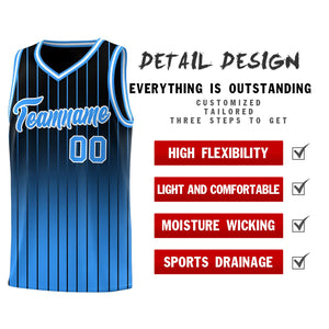 Custom Black Powder Blue Gradient Fashion Sets Sports Stripe Uniform Basketball Jersey