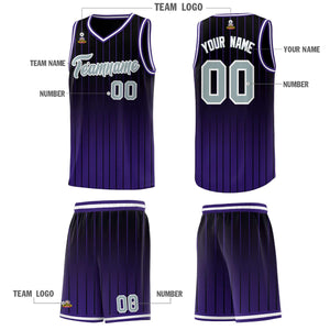 Custom Black Purple Gradient Fashion Sets Sports Stripe Uniform Basketball Jersey