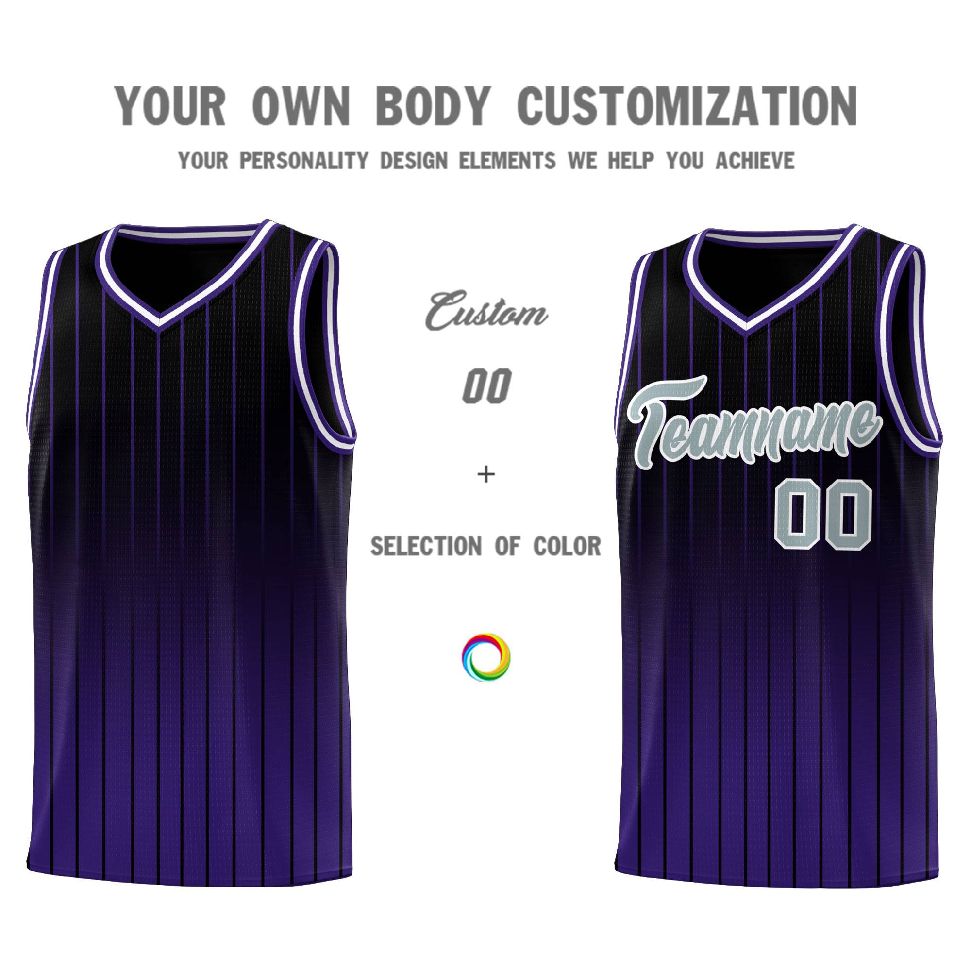 Custom Black Purple Gradient Fashion Sets Sports Stripe Uniform Basketball Jersey