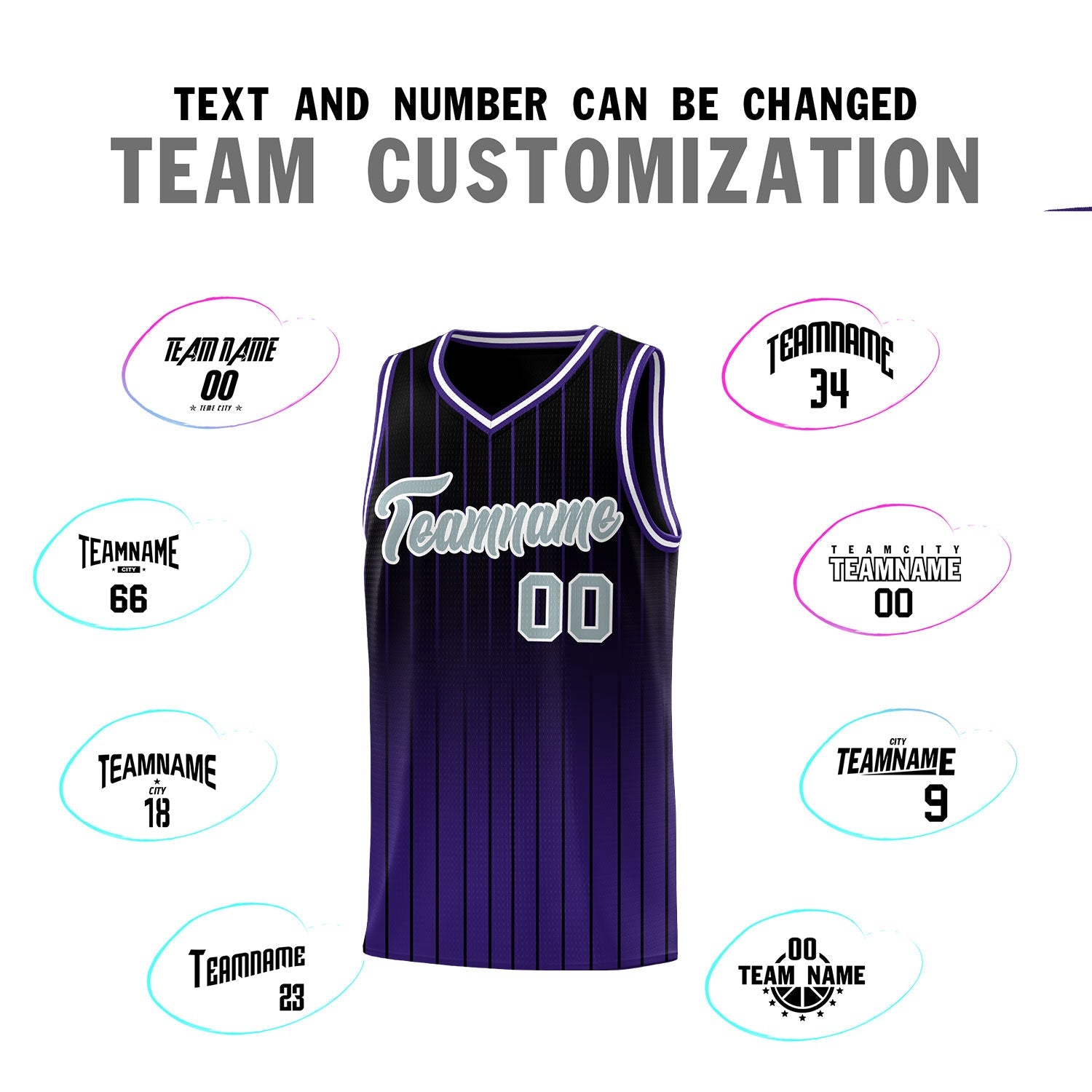 Custom Black Purple Gradient Fashion Sets Sports Stripe Uniform Basketball Jersey