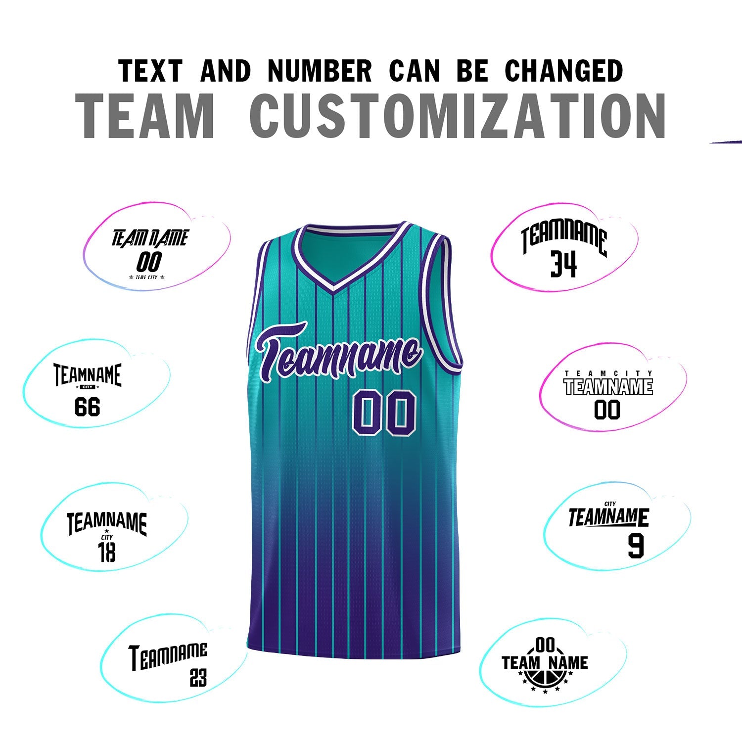 Custom Aqua Purple Gradient Fashion Sets Sports Stripe Uniform Basketball Jersey