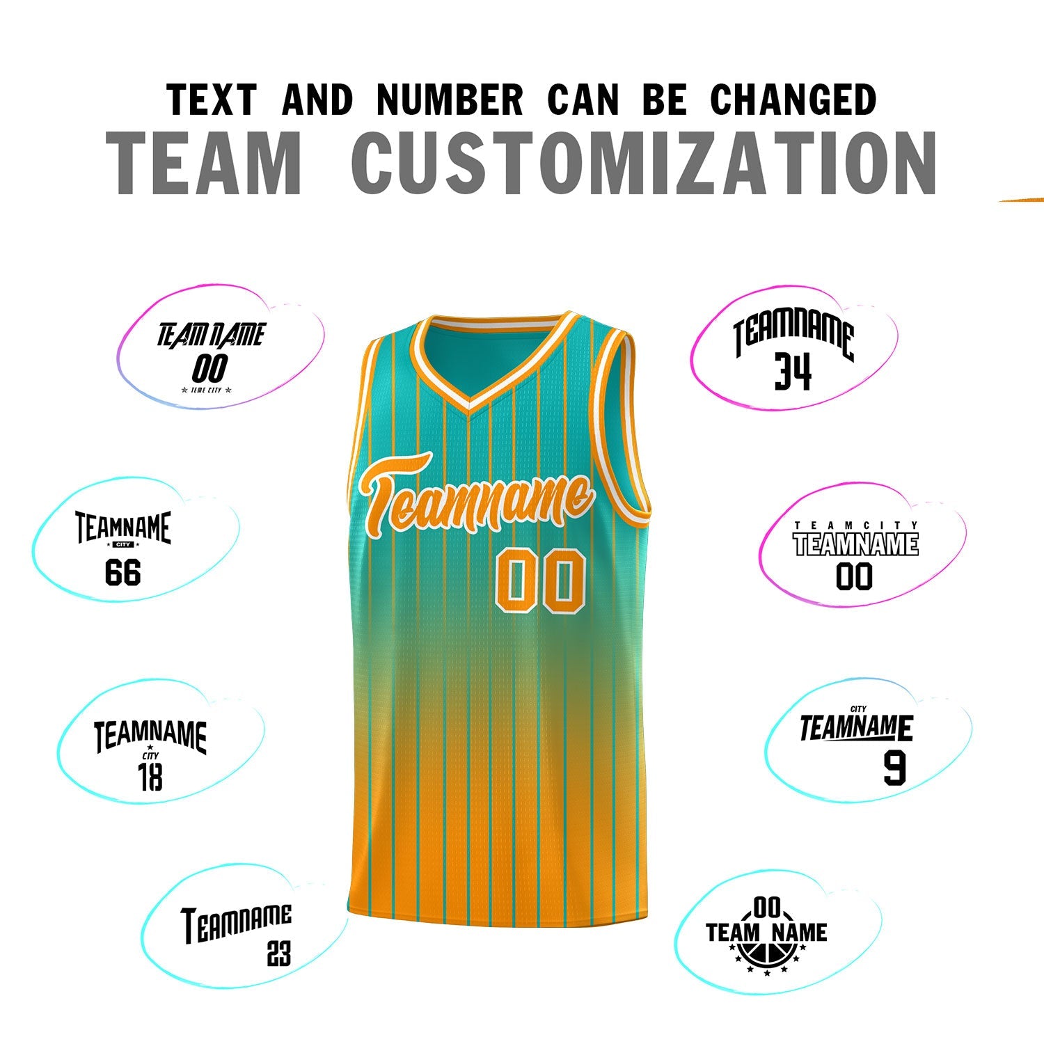 Custom Aqua Orange Gradient Fashion Sets Sports Stripe Uniform Basketball Jersey