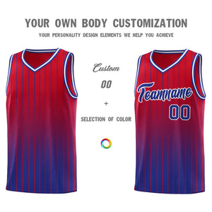 Custom Red Royal Gradient Fashion Sets Sports Stripe Uniform Basketball Jersey