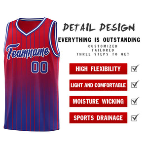 Custom Red Royal Gradient Fashion Sets Sports Stripe Uniform Basketball Jersey