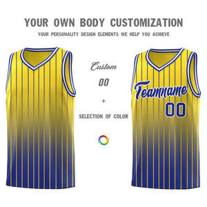 Custom Gold Royal Gradient Fashion Sets Sports Stripe Uniform Basketball Jersey