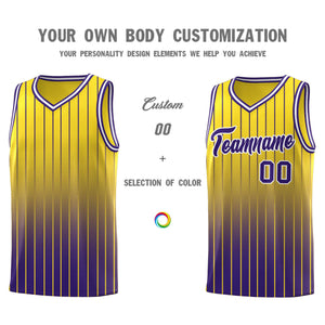 Custom Gold Purple Gradient Fashion Sets Sports Stripe Uniform Basketball Jersey