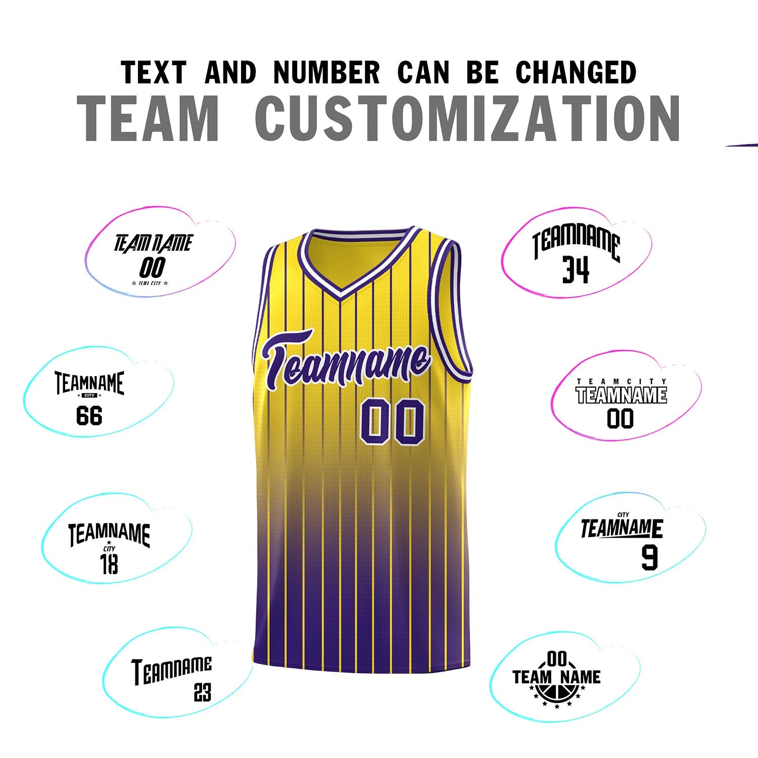 Custom Gold Purple Gradient Fashion Sets Sports Stripe Uniform Basketball Jersey