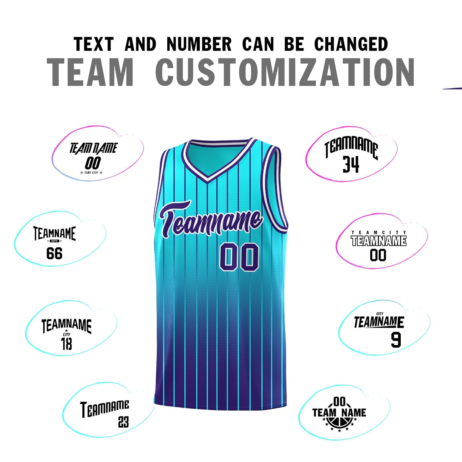 Custom Sky Blue Purple Gradient Fashion Sets Sports Stripe Uniform Basketball Jersey