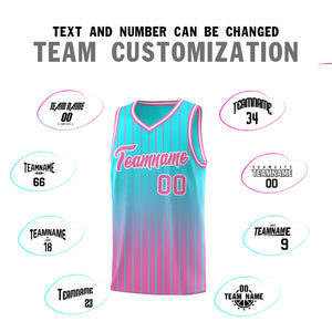 Custom Sky Blue Pink Gradient Fashion Sets Sports Stripe Uniform Basketball Jersey