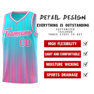 Custom Sky Blue Pink Gradient Fashion Sets Sports Stripe Uniform Basketball Jersey