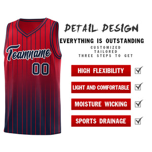 Custom Red Navy Gradient Fashion Sets Sports Stripe Uniform Basketball Jersey