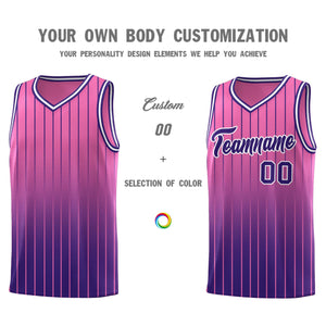 Custom Pink Purple Gradient Fashion Sets Sports Stripe Uniform Basketball Jersey