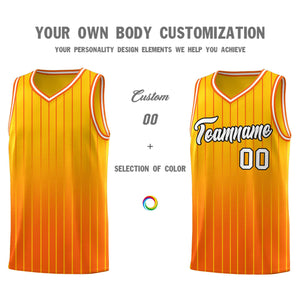 Custom Gold Orange Gradient Fashion Sets Sports Stripe Uniform Basketball Jersey