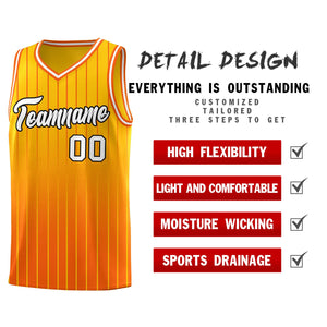 Custom Gold Orange Gradient Fashion Sets Sports Stripe Uniform Basketball Jersey