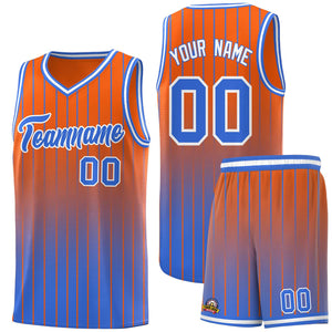 Custom Orange Powder Blue Gradient Fashion Sets Sports Stripe Uniform Basketball Jersey