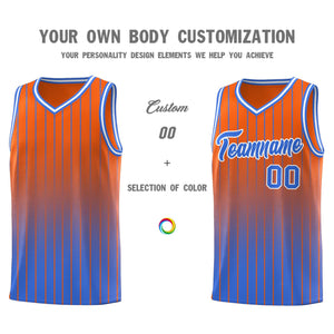 Custom Orange Powder Blue Gradient Fashion Sets Sports Stripe Uniform Basketball Jersey