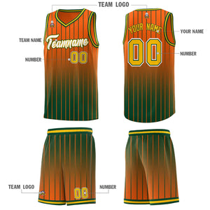 Custom Orange Green Gradient Fashion Sets Sports Stripe Uniform Basketball Jersey