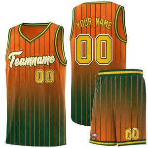 Custom Orange Green Gradient Fashion Sets Sports Stripe Uniform Basketball Jersey