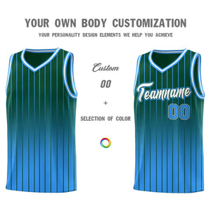 Custom Green Powder Blue Gradient Fashion Sets Sports Stripe Uniform Basketball Jersey