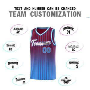 Custom Crimson Powder Blue Gradient Fashion Sets Sports Stripe Uniform Basketball Jersey