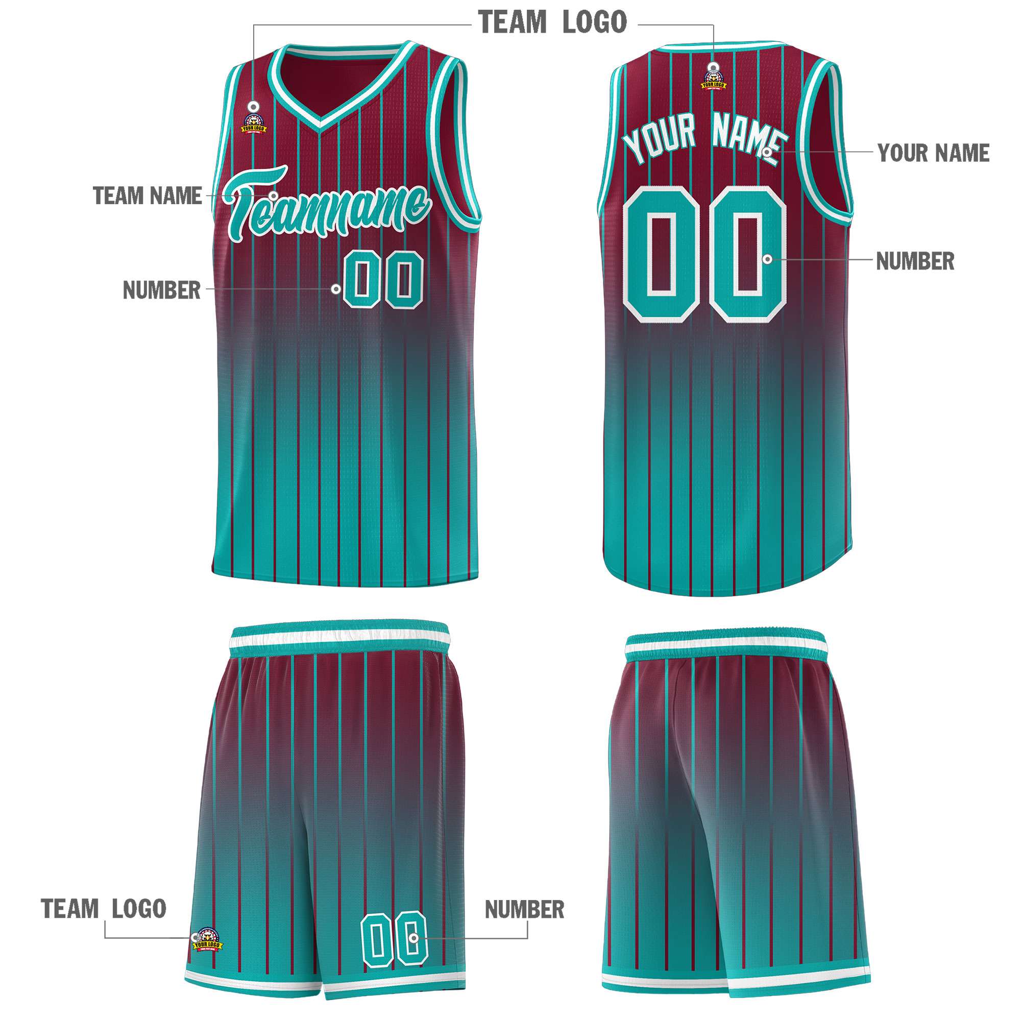 Custom Crimson Bright Green Gradient Fashion Sets Sports Stripe Uniform Basketball Jersey