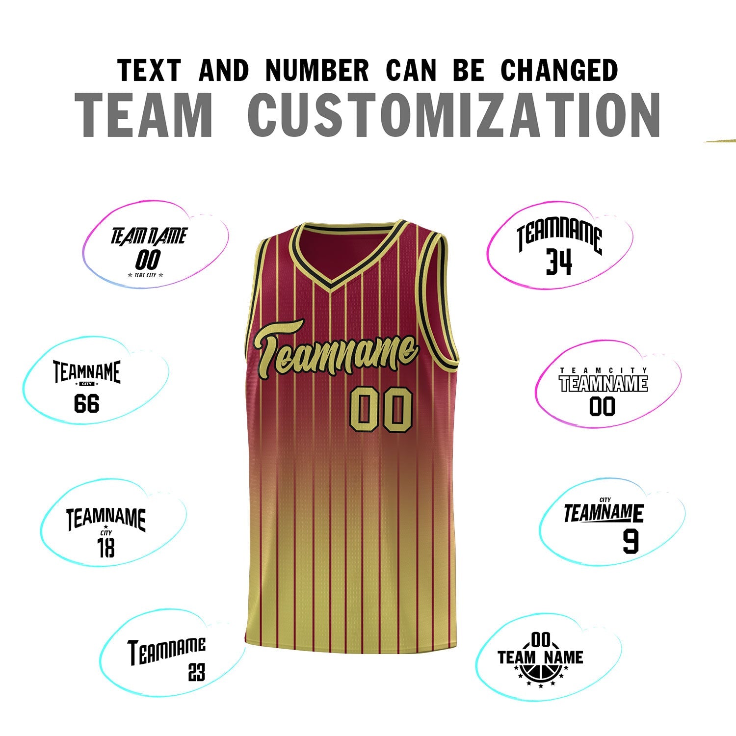 Custom Crimson Old Gold Gradient Fashion Sets Sports Stripe Uniform Basketball Jersey