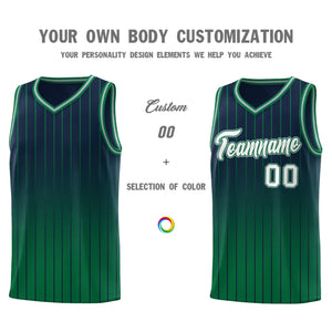 Custom Navy Kelly Green Gradient Fashion Sets Sports Stripe Uniform Basketball Jersey