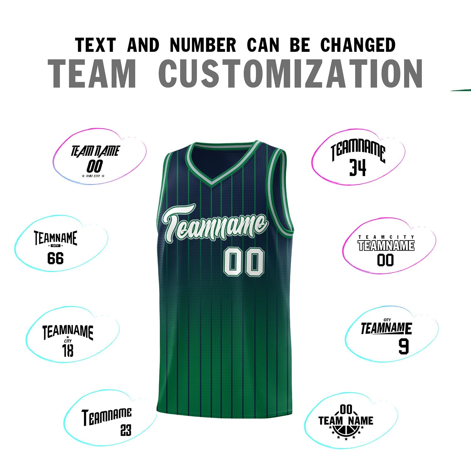 Custom Navy Kelly Green Gradient Fashion Sets Sports Stripe Uniform Basketball Jersey